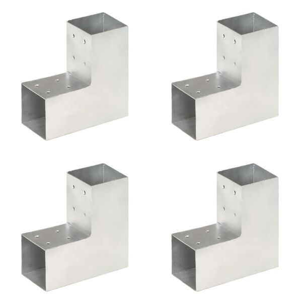 vidaXL Conectores de postes en L 4 uds metal galvanizado 81x81 mm