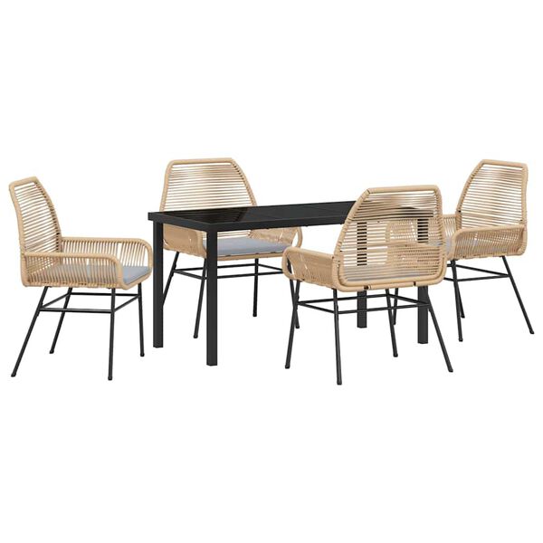 vidaXL Conjunto de Comedor de Jard&iacute;n 5 pcs Marr&oacute;n rat&aacute;n sint&eacute;tico