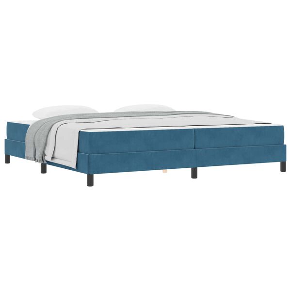 vidaXL Cama tipo Box Spring con colch&oacute;n Azul Oscuro 200 x 220 cm tela