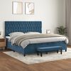 vidaXL Cama box spring con colch&oacute;n terciopelo azul oscuro 200x200 cm