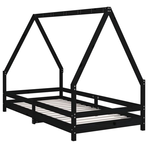 vidaXL Estructura de cama para niños madera de pino negro 90x190 cm