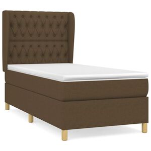 vidaXL Cama box spring con colch&oacute;n tela marr&oacute;n oscuro 100x200 cm