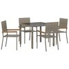 vidaXL Conjunto de Comedor de Jard&iacute;n 5 uds. Gris rat&aacute;n sint&eacute;tico