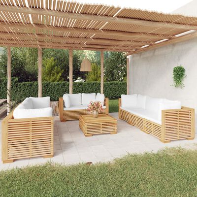vidaXL Juego muebles de jardín 9 piezas y cojines madera maciza teca