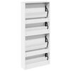 vidaXL Mueble zapatero con espejo 4 niveles blanco brillo 63x17x134 cm