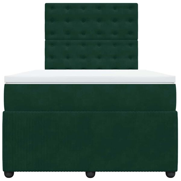 vidaXL Cama box spring con colch&oacute;n terciopelo verde oscuro 120x200 cm