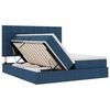 vidaXL Cama con tira de luces LED con cabecera Azul 180 x 200 cm tela