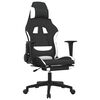 vidaXL Silla gaming de masaje con reposapi&eacute;s tela negro y blanco