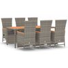 vidaXL Set comedor jard&iacute;n 7 pzas y cojines rat&aacute;n sint&eacute;tico gris