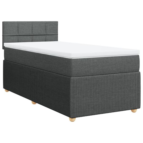 vidaXL Cama box spring con colch&oacute;n tela gris oscuro 80x200 cm