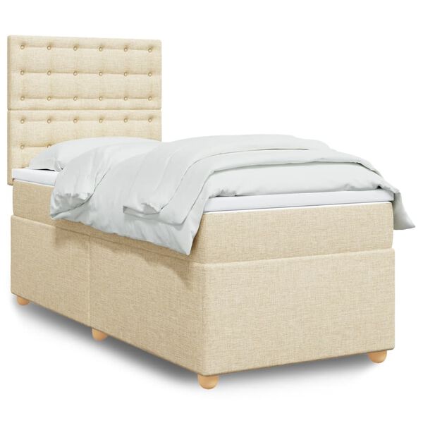 vidaXL Cama box spring con colch&oacute;n tela color crema 90x190 cm