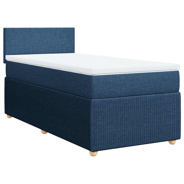 vidaXL Cama box spring con colch&oacute;n tela azul 80x200 cm