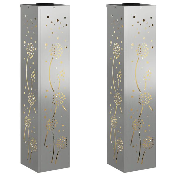 vidaXL Luz de camino LED solar 2 pcs Oxidado Galvanizado