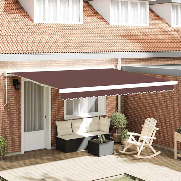 vidaXL Toldo retr&aacute;ctil manual marr&oacute;n 400x300 cm