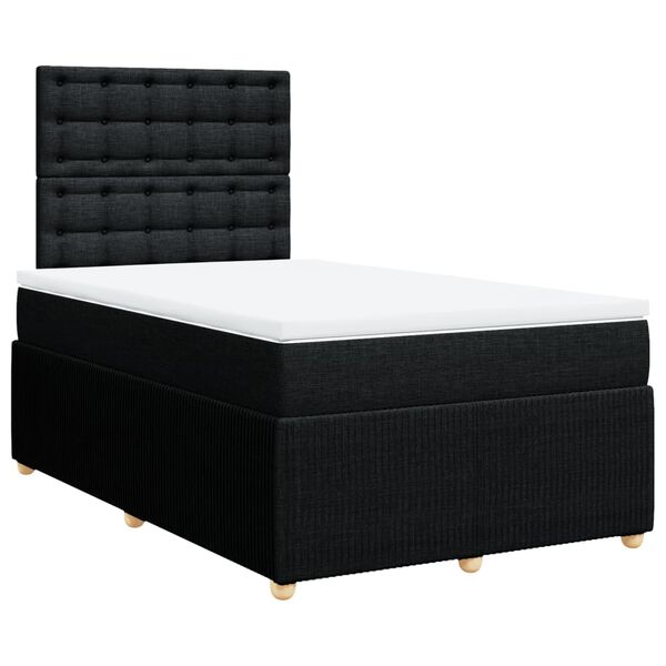 vidaXL Cama box spring con colch&oacute;n tela negro 120x190 cm