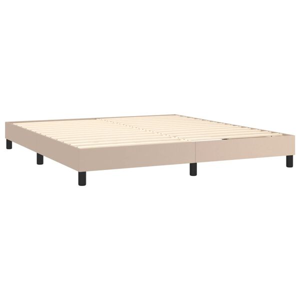 vidaXL Cama box spring con colch&oacute;n cuero sint&eacute;tico capuchino 180x200cm
