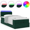 vidaXL Cama otomana con colchón y LED terciopelo verde oscuro 90x200cm