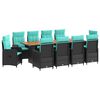 vidaXL Juego de comedor para exteriores 11 uds. Negro y Turquesa