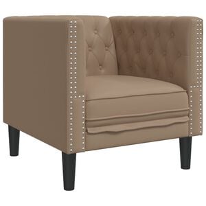 vidaXL Sill&oacute;n Chesterfield de cuero artificial marr&oacute;n capuchino