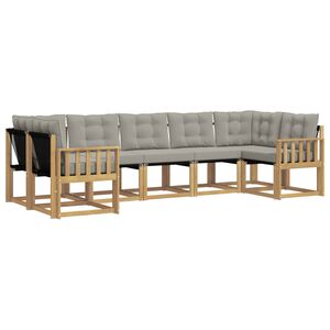 vidaXL Conjunto de sof&aacute;s de exterior 7 pcs Blanco y Gris Claro
