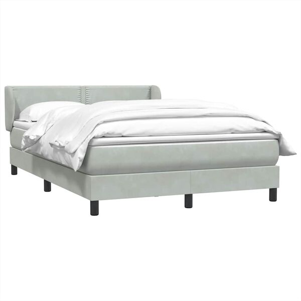 vidaXL Cama box spring con colch&oacute;n terciopelo gris claro 160x220 cm