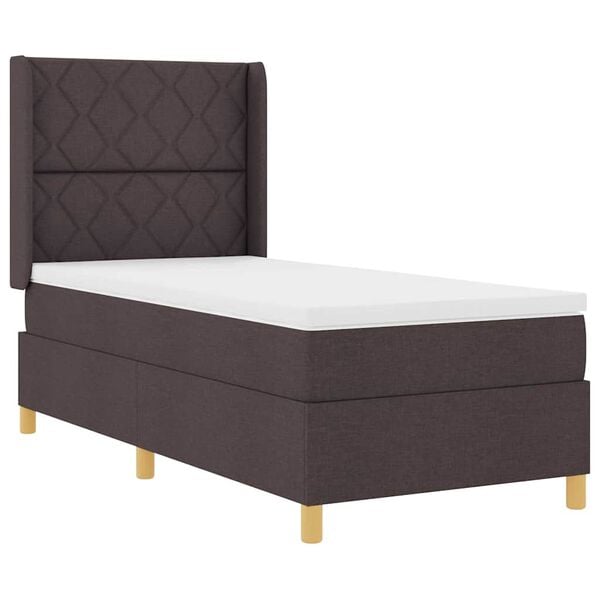 vidaXL Cama tipo Box Spring con colch&oacute;n Marr&oacute;n 140 x 200 cm tela