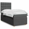 vidaXL Cama box spring con colch&oacute;n tela gris oscuro 90x200 cm