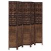 vidaXL Biombo separador de 5 paneles madera paulownia marr&oacute;n oscuro
