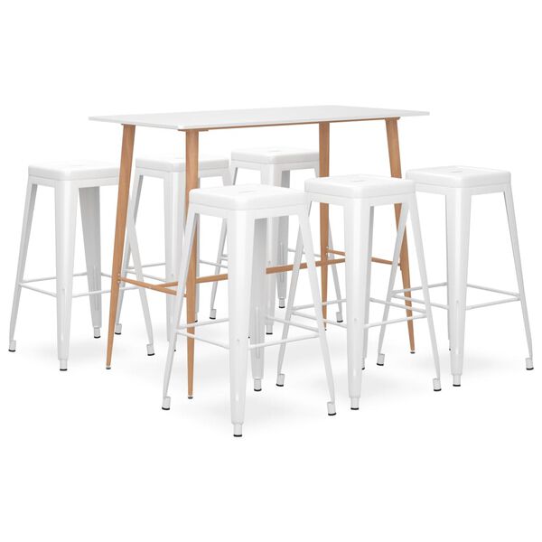 vidaXL Set de muebles de bar de 7 piezas blanco