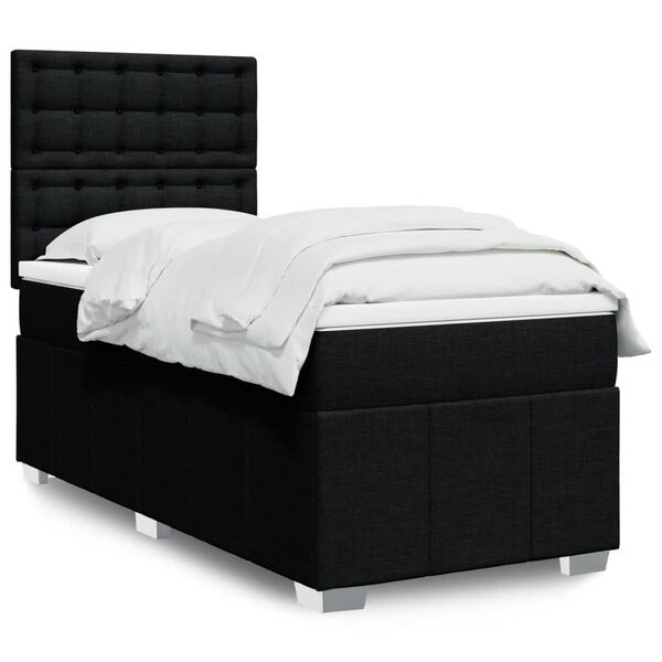 vidaXL Cama box spring con colch&oacute;n tela negro 90x190 cm