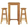 vidaXL Mesa y taburetes altos de jard&iacute;n 3 pzas madera maciza acacia
