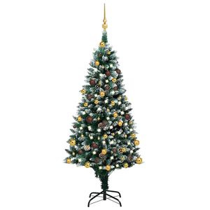 vidaXL &Aacute;rbol de Navidad helado con LEDs, bolas y pi&ntilde;as 240 cm