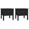 vidaXL Mesa auxiliar 2 uds de madera maciza de pino negro 50x50x49 cm