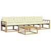 vidaXL Conjunto de sof&aacute;s de exterior 5 uds. 4 plaza Blanco y Crema