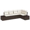 vidaXL Conjunto de sof&aacute; de jard&iacute;n 5 pcs Marr&oacute;n rat&aacute;n sint&eacute;tico