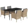 vidaXL Set comedor de jard&iacute;n 5 pzas con cojines rat&aacute;n sint&eacute;tico beige