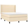 vidaXL Cama box spring colch&oacute;n y luces LED tela crema 140x190 cm