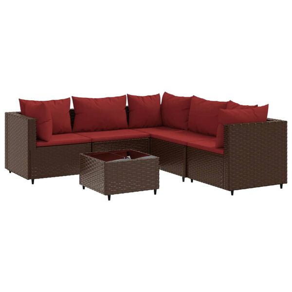 vidaXL Set muebles de jardín 6 piezas y cojines ratán sintético marrón