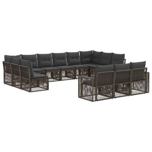 vidaXL Conjunto de sof&aacute;s de jard&iacute;n 13 uds. Gris y Gris Oscuro