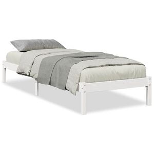 vidaXL Cama extralarga sin colch&oacute;n madera maciza pino blanca 100x210cm