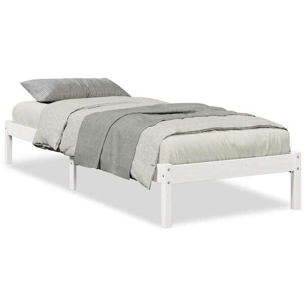 vidaXL Cama extralarga sin colch&oacute;n madera maciza pino blanca 100x210cm