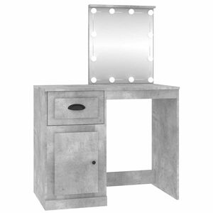 vidaXL Tocador LED madera contrachapada gris hormig&oacute;n 90x50x132,5 cm