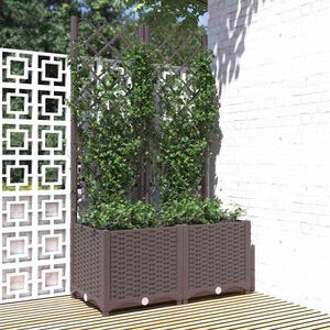 vidaXL Jardinera con enrejado PP marr&oacute;n 80x40x136 cm