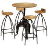 vidaXL Juego de mesa alta y taburetes 5 piezas madera maciza de mango