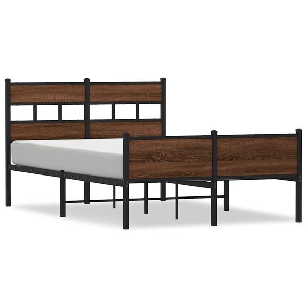 vidaXL Estructura de cama sin colch&oacute;n madera marr&oacute;n roble 120x200 cm