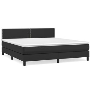 vidaXL Cama box spring con colch&oacute;n cuero sint&eacute;tico negro 180x200 cm