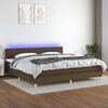 vidaXL Cama box spring con colch&oacute;n LED tela marr&oacute;n oscuro 200x200 cm
