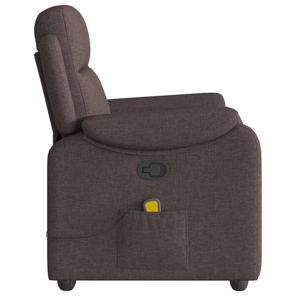 vidaXL Sillón de masaje reclinable de tela marrón oscuro