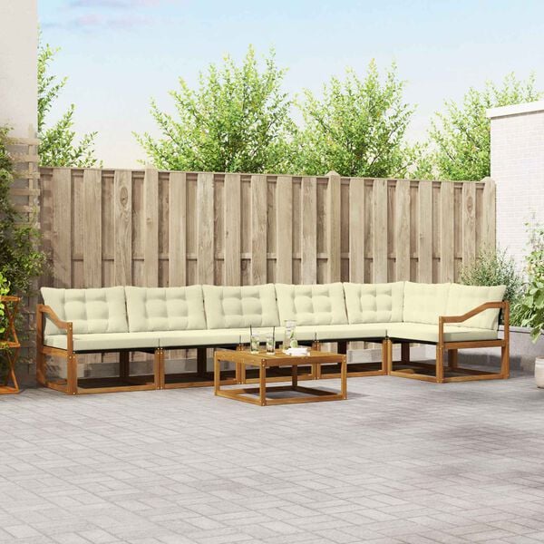 vidaXL Conjunto de sof&aacute;s de exterior con coj&iacute;n 6 pcs Natural y Crema