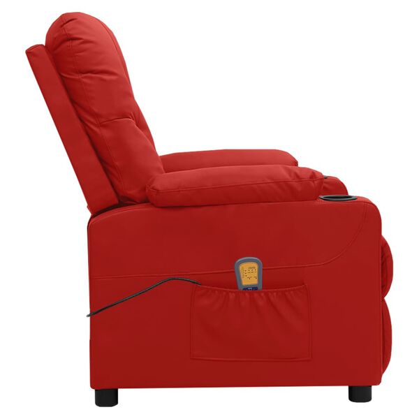vidaXL Sill&oacute;n de masaje de cuero sint&eacute;tico rojo tinto